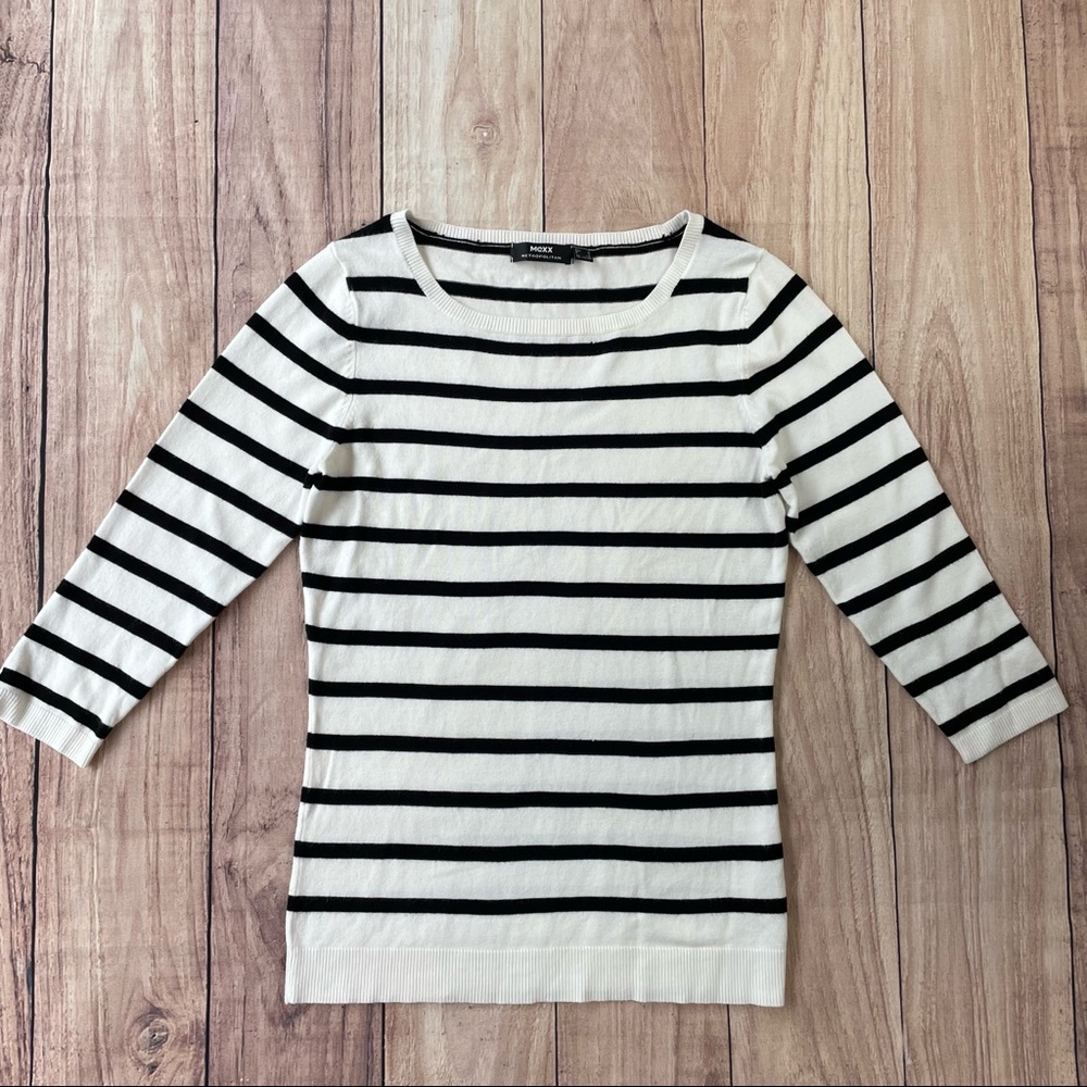 Mexx 3/4 Sleeve Striped Crew Neck Sweater EUC!